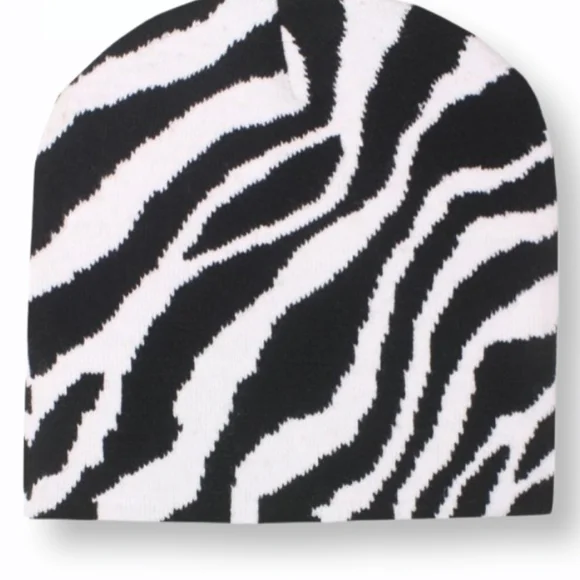 GROOVY GLAM Zebra Print Knit Ski Cap - Picture 2 of 4